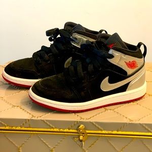 Nike Jordan 1s for kids - Black, Silver and Red